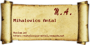 Mihalovics Antal névjegykártya